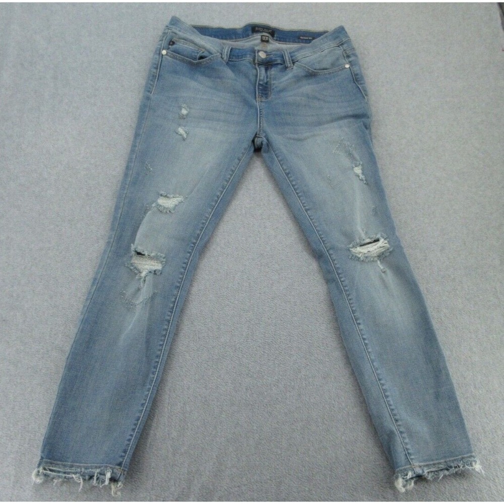 Judy Blue Womens Jeans Skinny Fit Light Blue Distressed Raw Hem 13 31